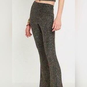 Brown and Gold Knit Flare Pants